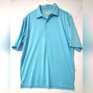 Donald Ross Shirt Men's‎ LG Polo BLUE KINGWOOD Golf COUNTRY Club Stretch Striped